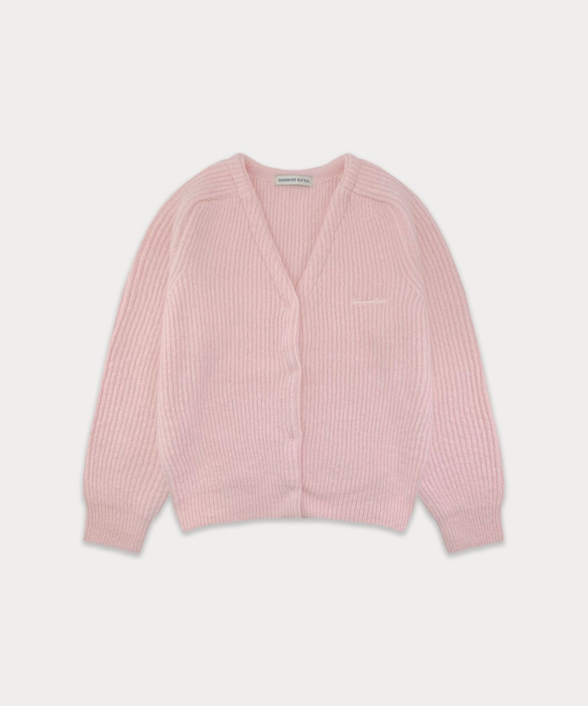썸웨어버터(SOMEWHEREBUTTER) Moody Wool Cardigan - Light Pink
