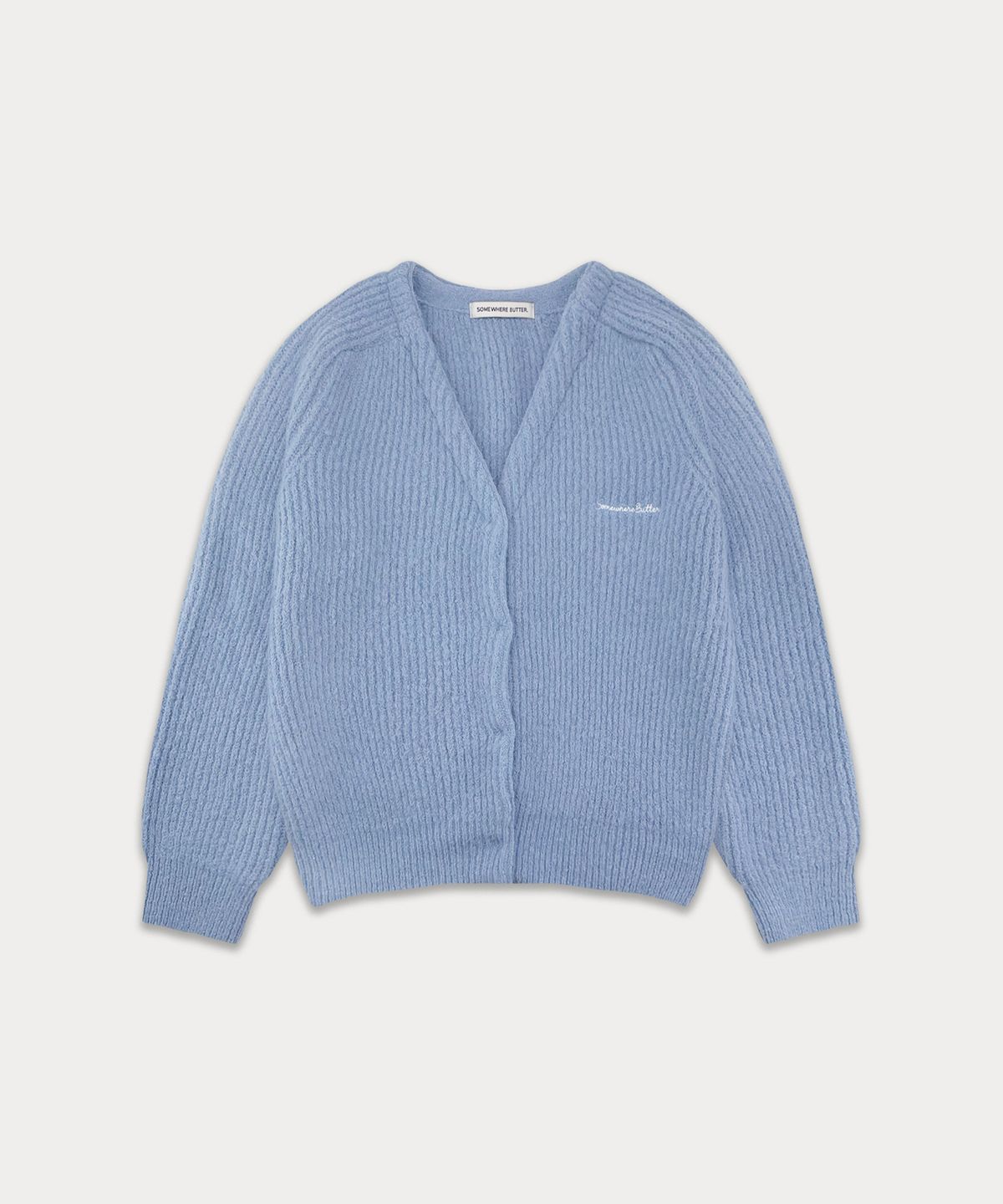 썸웨어버터(SOMEWHEREBUTTER) Moody Wool Cardigan - Light Blue
