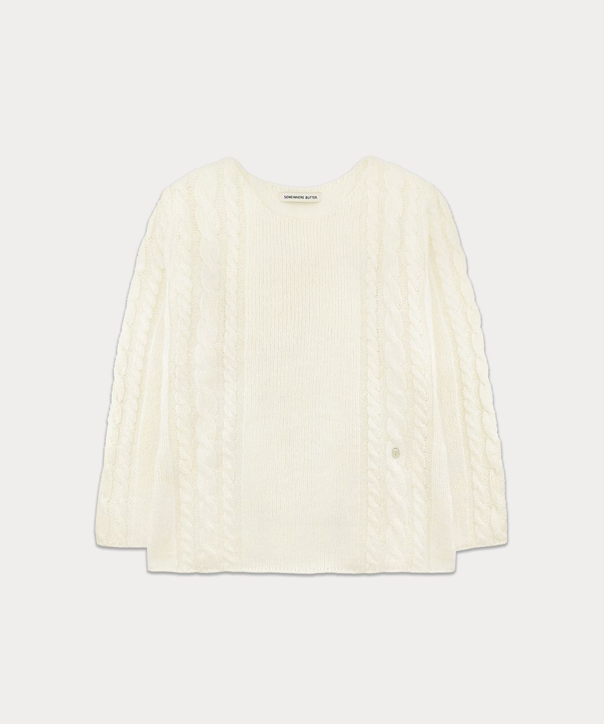 썸웨어버터(SOMEWHEREBUTTER) Some Cable Long Sleeve Knit - Ivory