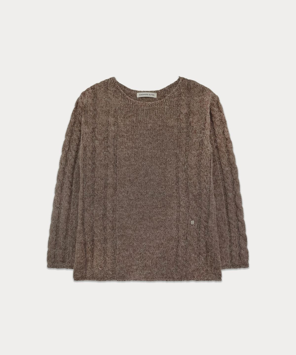 썸웨어버터(SOMEWHEREBUTTER) Some Cable Long Sleeve Knit - Brown
