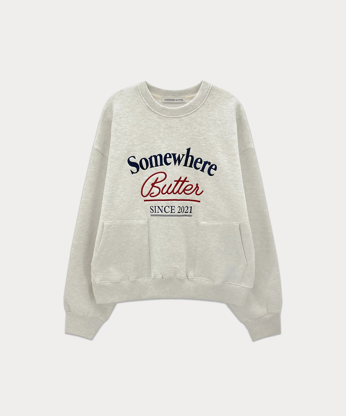 썸웨어버터(SOMEWHEREBUTTER) Pocket Vintage Sweatshirt - Oatmeal