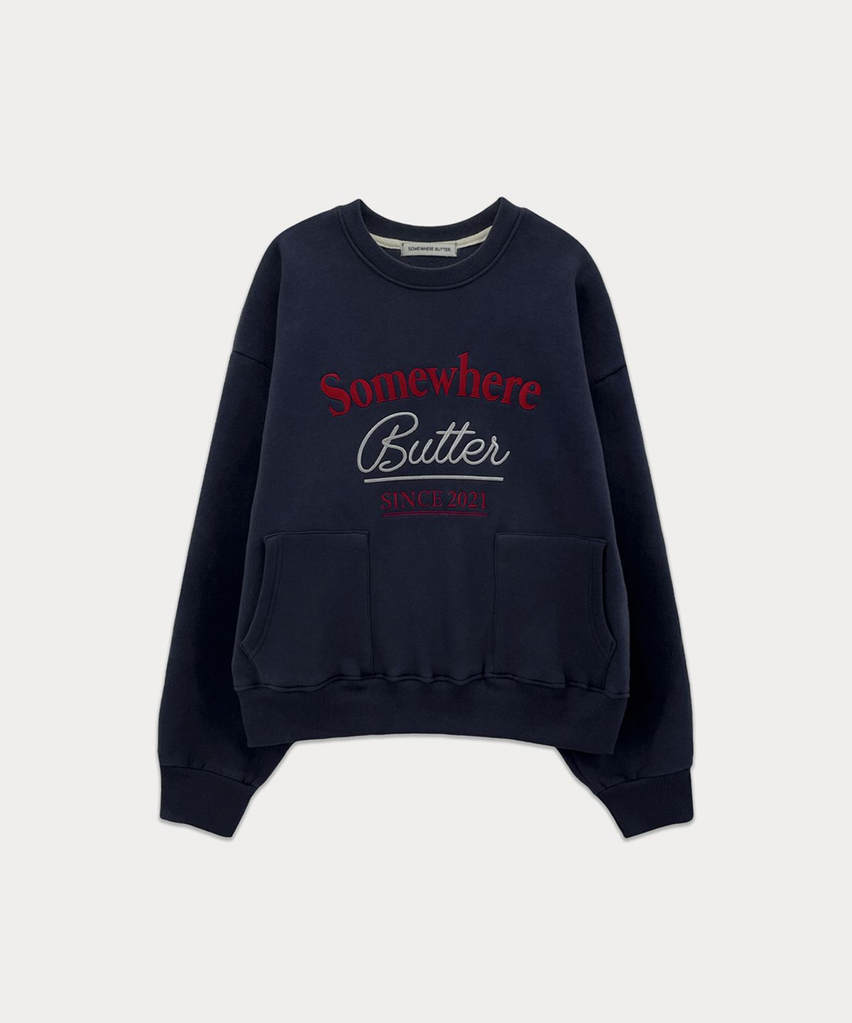 썸웨어버터(SOMEWHEREBUTTER) Pocket Vintage Sweatshirt - Navy