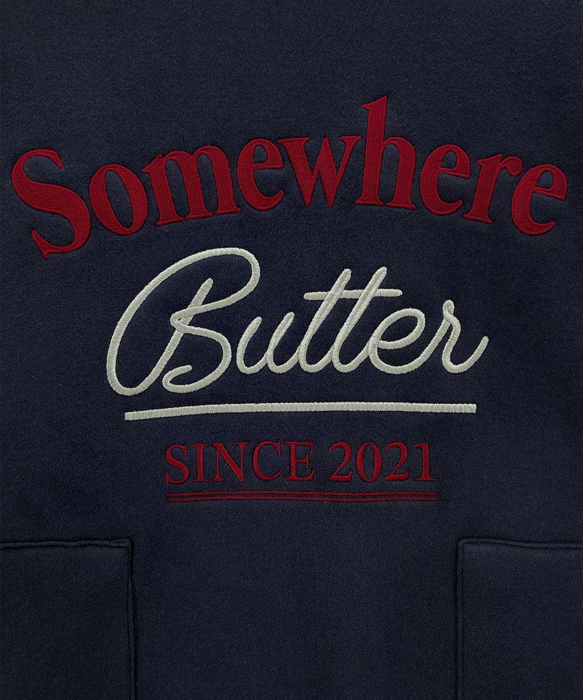 썸웨어버터(SOMEWHEREBUTTER) Pocket Vintage Sweatshirt - Navy