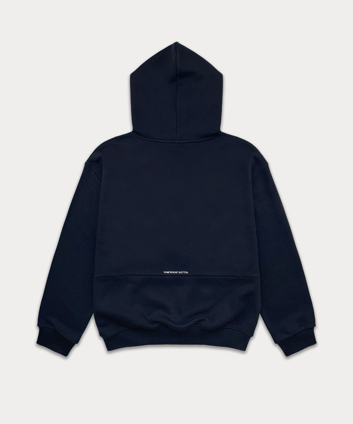 썸웨어버터(SOMEWHEREBUTTER) Check Wave Logo Hoodie - Navy