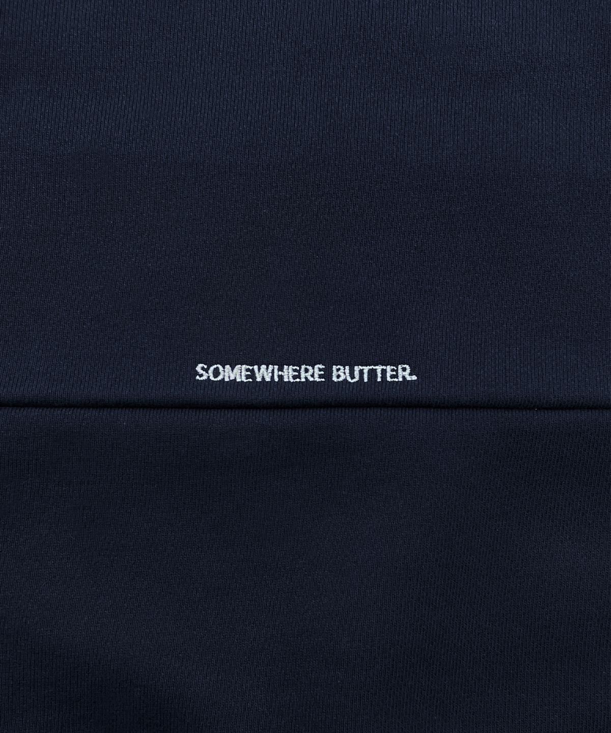 썸웨어버터(SOMEWHEREBUTTER) Check Wave Logo Hoodie - Navy