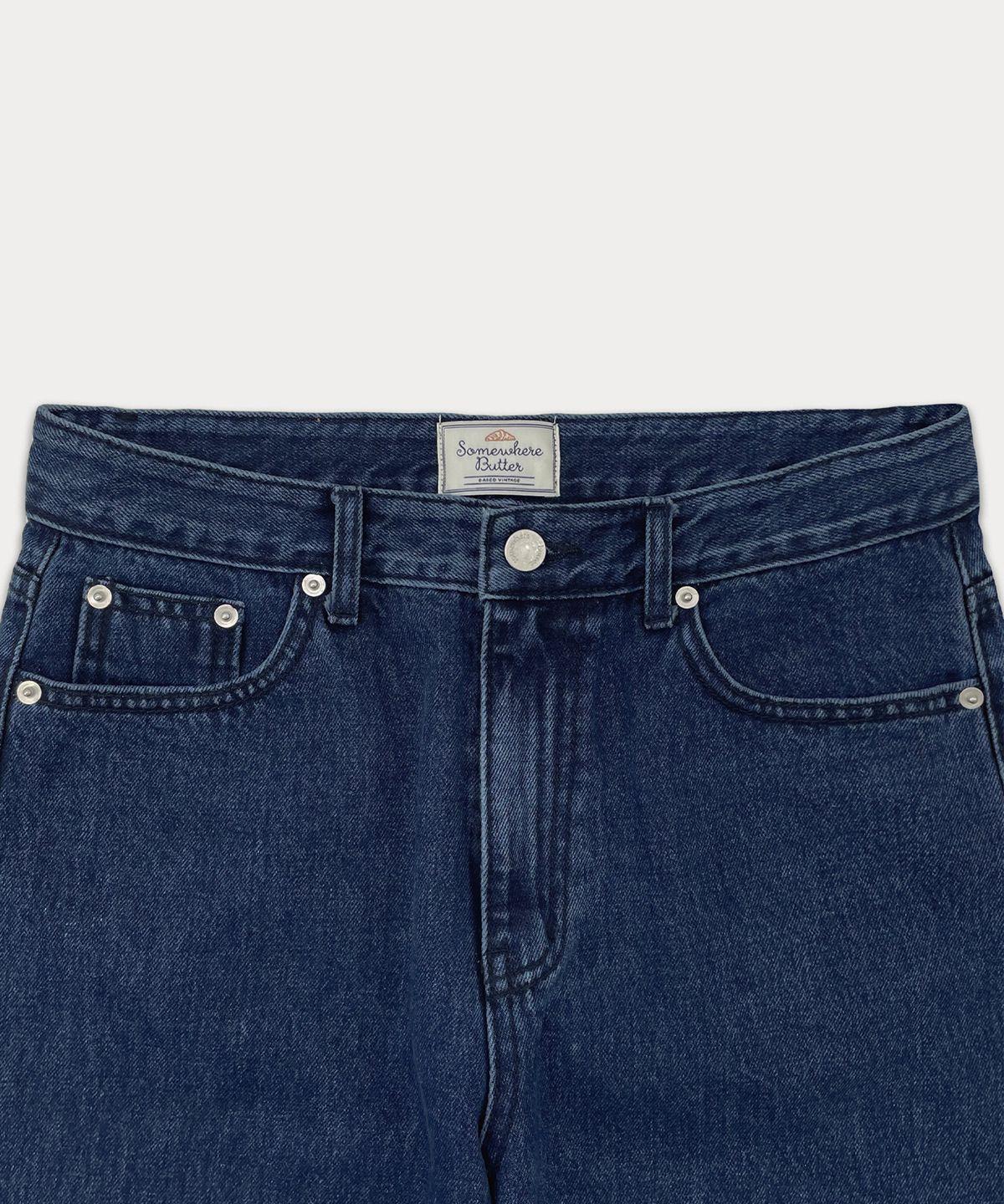 썸웨어버터(SOMEWHEREBUTTER) Jent Wide Deep Blue Denim Pants - Deep Blue