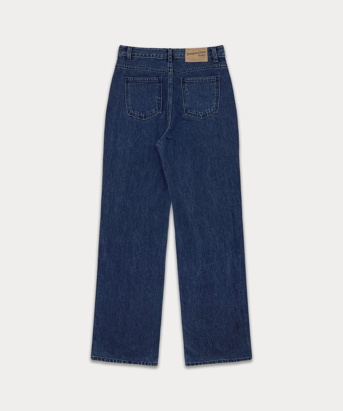 썸웨어버터(SOMEWHEREBUTTER) Jent Wide Deep Blue Denim Pants - Deep Blue