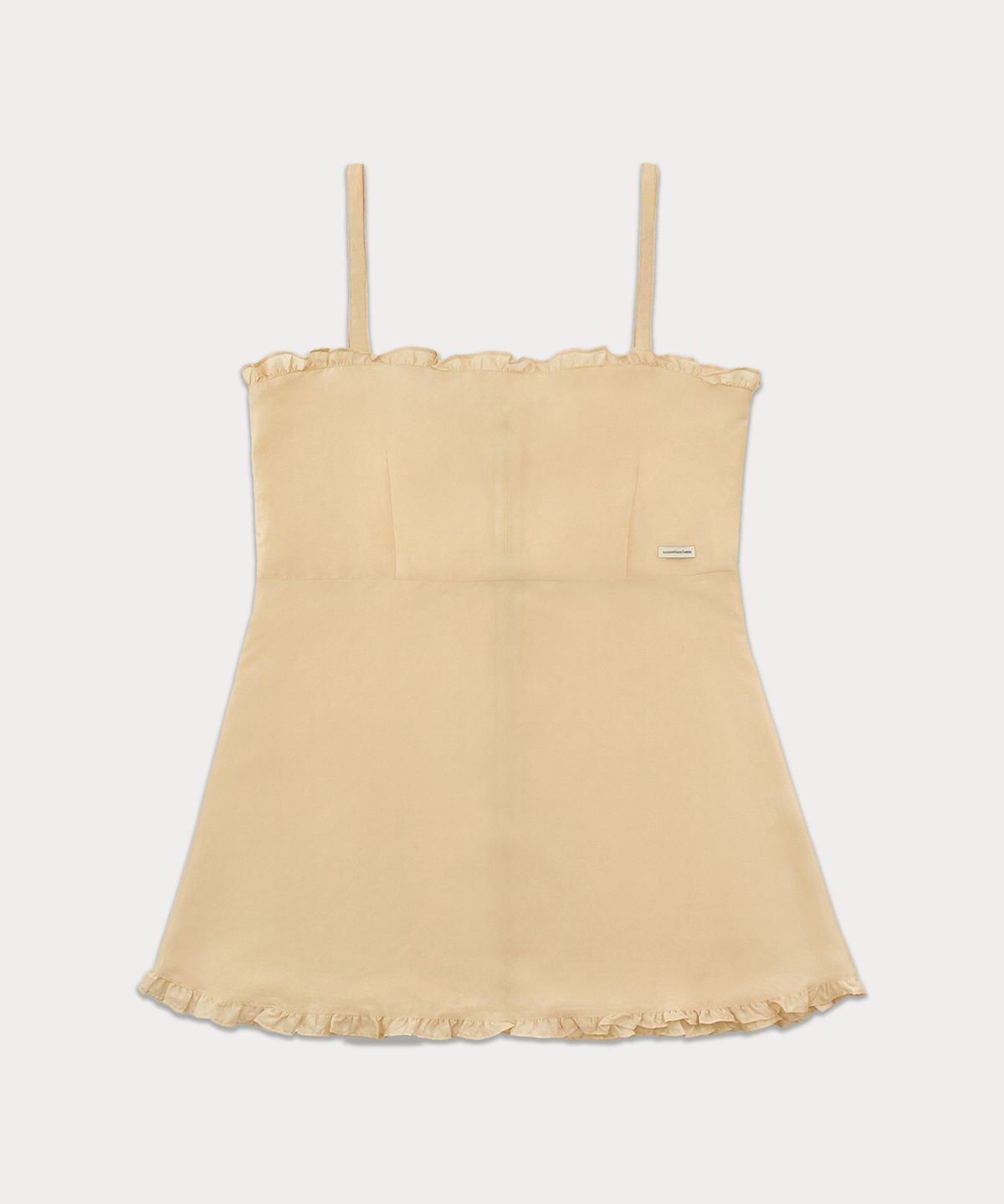 썸웨어버터(SOMEWHEREBUTTER) Sheer Frill Layered Dress - Peach Fuzz