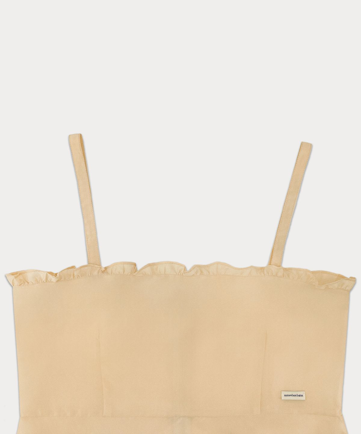 썸웨어버터(SOMEWHEREBUTTER) Sheer Frill Layered Dress - Peach Fuzz