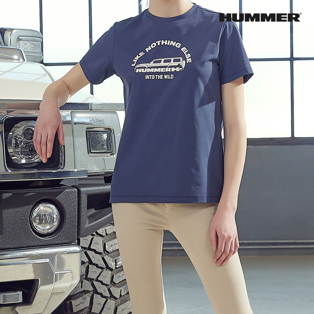 험머(HUMMER) 우먼 테크터프 스포츠 반팔 티셔츠 네이비