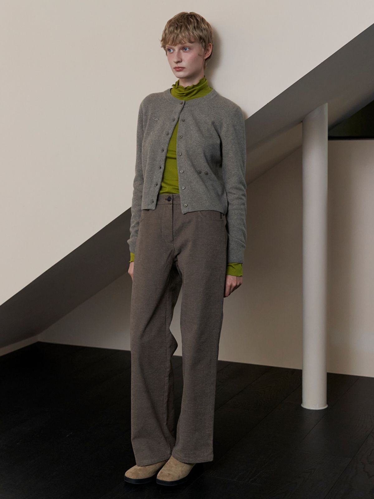 오앨(OUEL) SEMI WIDE COTTON PANTS_COCOA