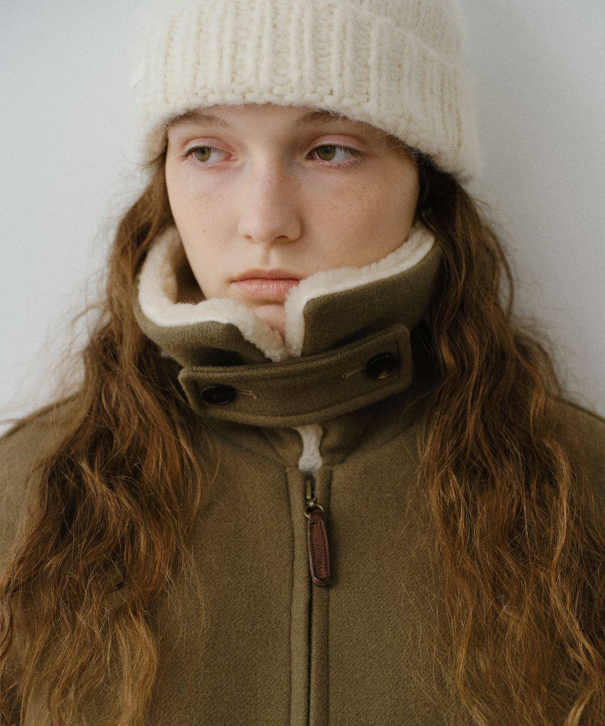 유라고(URAGO) Shearling collar wool half coat