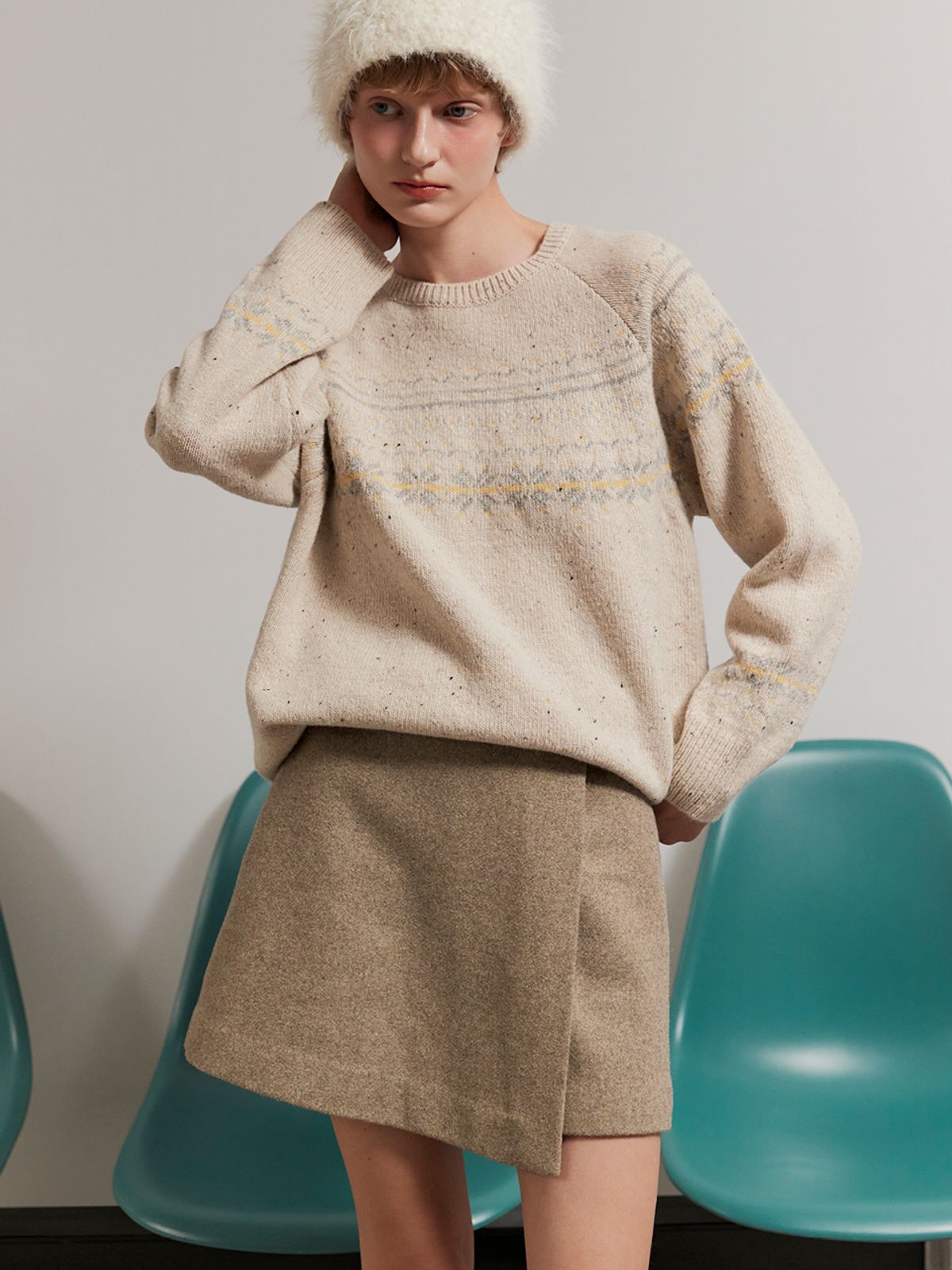 오앨(OUEL) WOOL BLENDED SKIRT PANTS_BEIGE