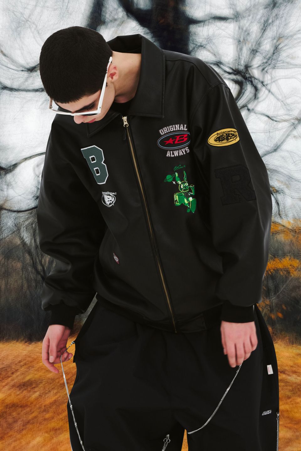 BSRABBITTRIPPYRB＆STAR B VARSITY JACKET BSRABBIT-2425FW COLLECTION