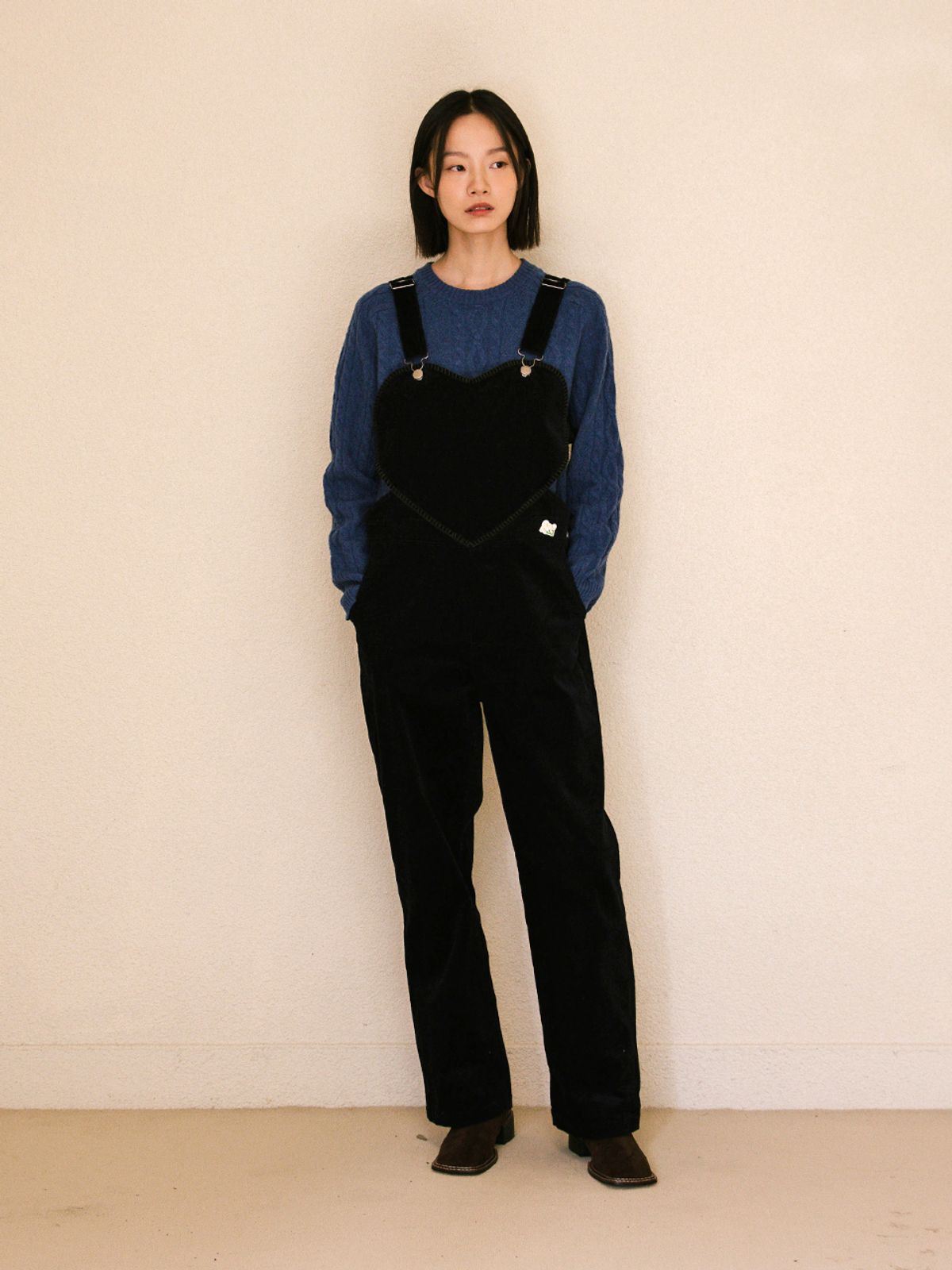 빈센트네이비(VINCENT NAVY) 코듀로이 하트 오버올_네이비