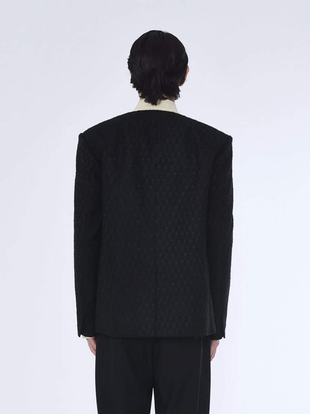더발론(THE BALLON) MENS COLLARLESS TAILORED JACKET_BLACK