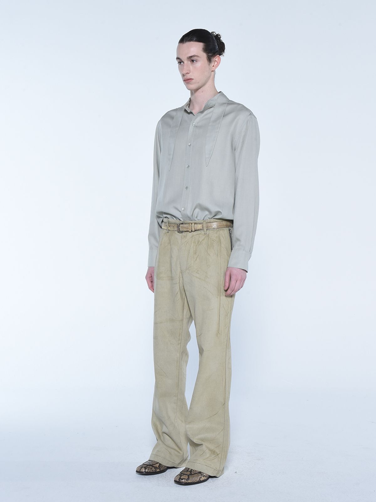 더발론(THE BALLON) MILLER WIDE COATING JEANS_OLIVE