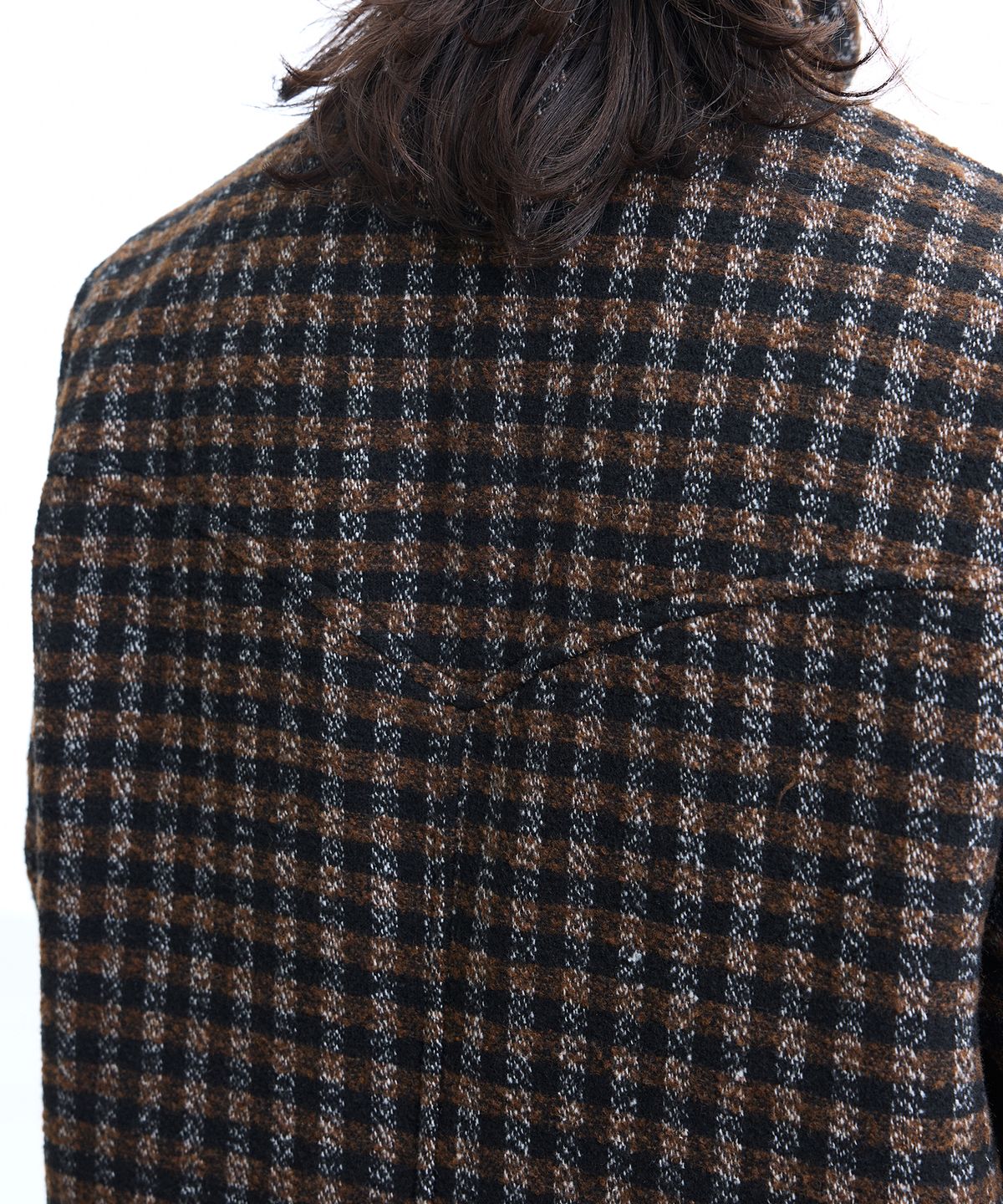 웨슬리 휴스턴(WESLEYHYUSTON) WYATT CHECK BALMACAAN COAT BROWN