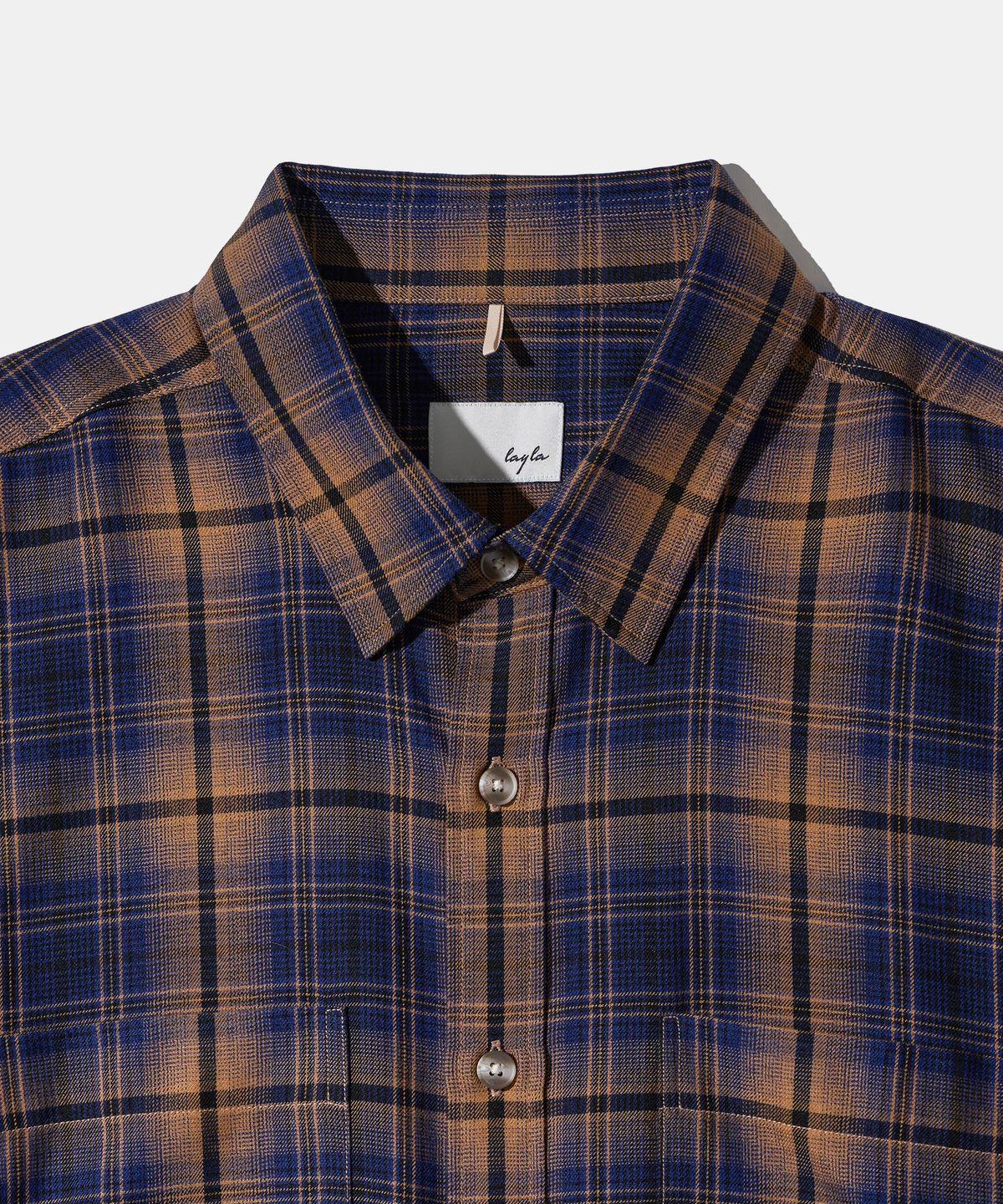 다이아몬드 레이라(DIAMOND LAYLA) Layered Camel Navy Mood Check Shirt S165