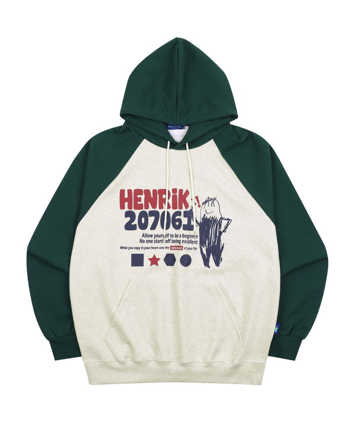 헨릭207061(HENRIK207061) 헨릭 래글런 컬러블록 후디 딥그린