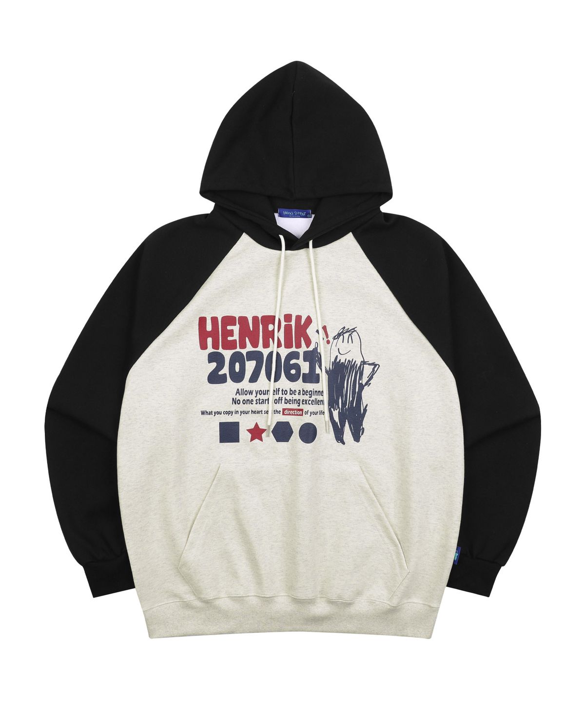 헨릭207061(HENRIK207061) 헨릭 래글런 컬러블록 후디 블랙
