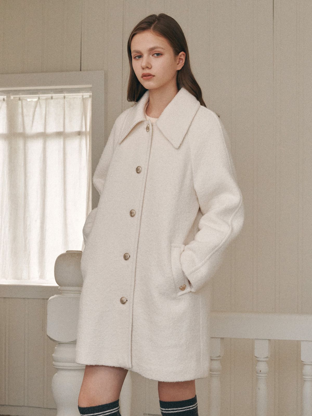 리에떼(REETE) boucle single back half coat- U1F41WCT010