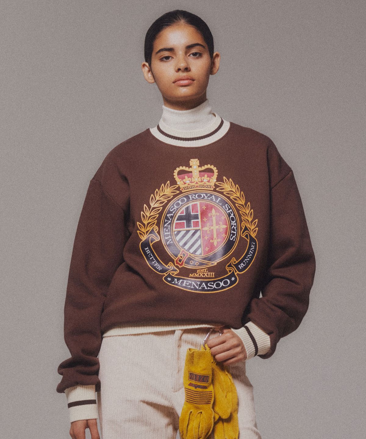 미나수(MENASOO) Menasoo Heritage Heavy Sweatshirt_Brown_기모원단