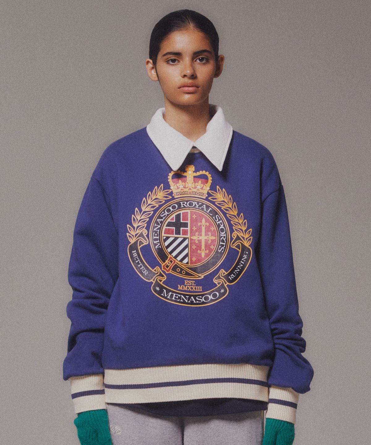 미나수(MENASOO) Menasoo Heritage Heavy Sweatshirt_Blue_기모원단