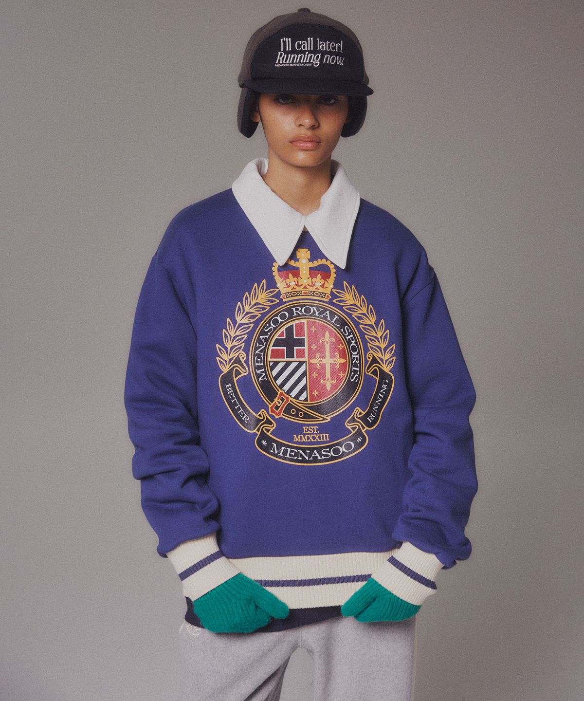 미나수(MENASOO) Menasoo Heritage Heavy Sweatshirt_Blue_기모원단