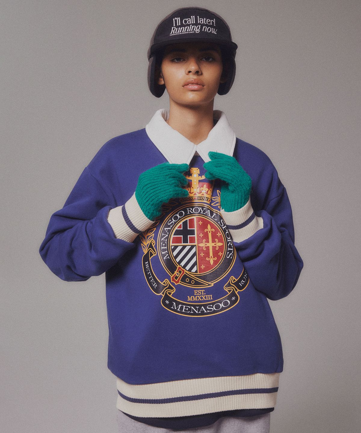 미나수(MENASOO) Menasoo Heritage Heavy Sweatshirt_Blue_기모원단