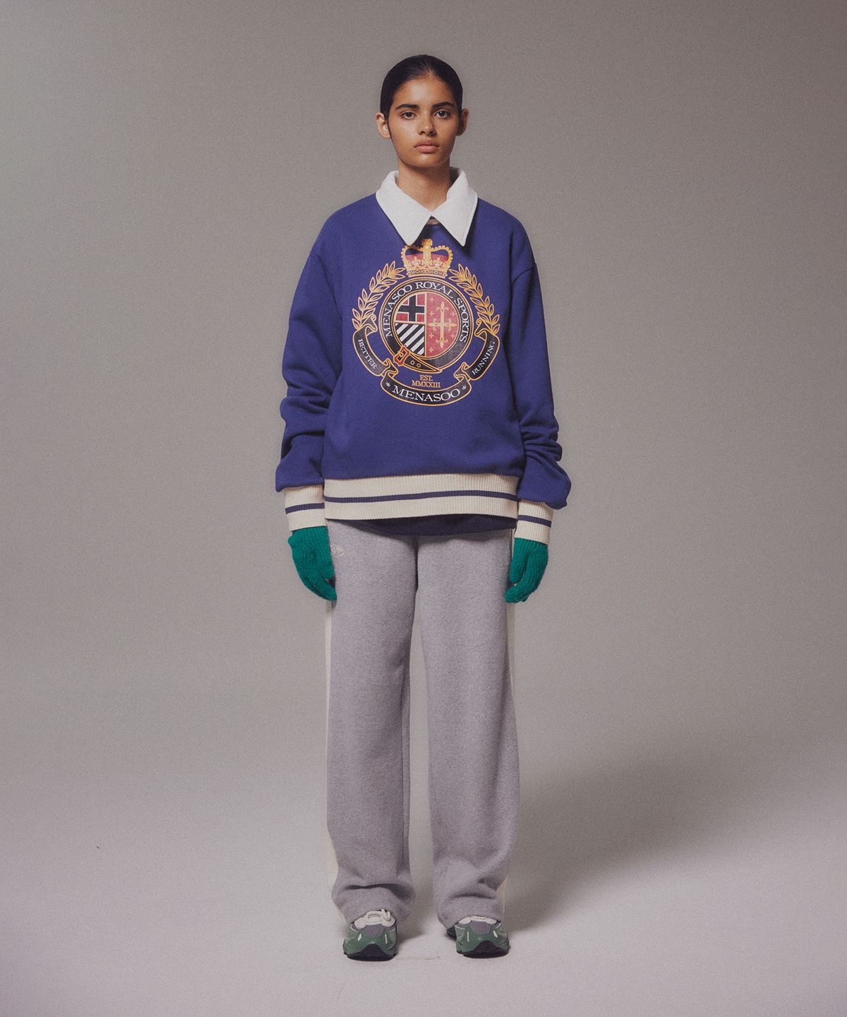 미나수(MENASOO) Menasoo Heritage Heavy Sweatshirt_Blue_기모원단