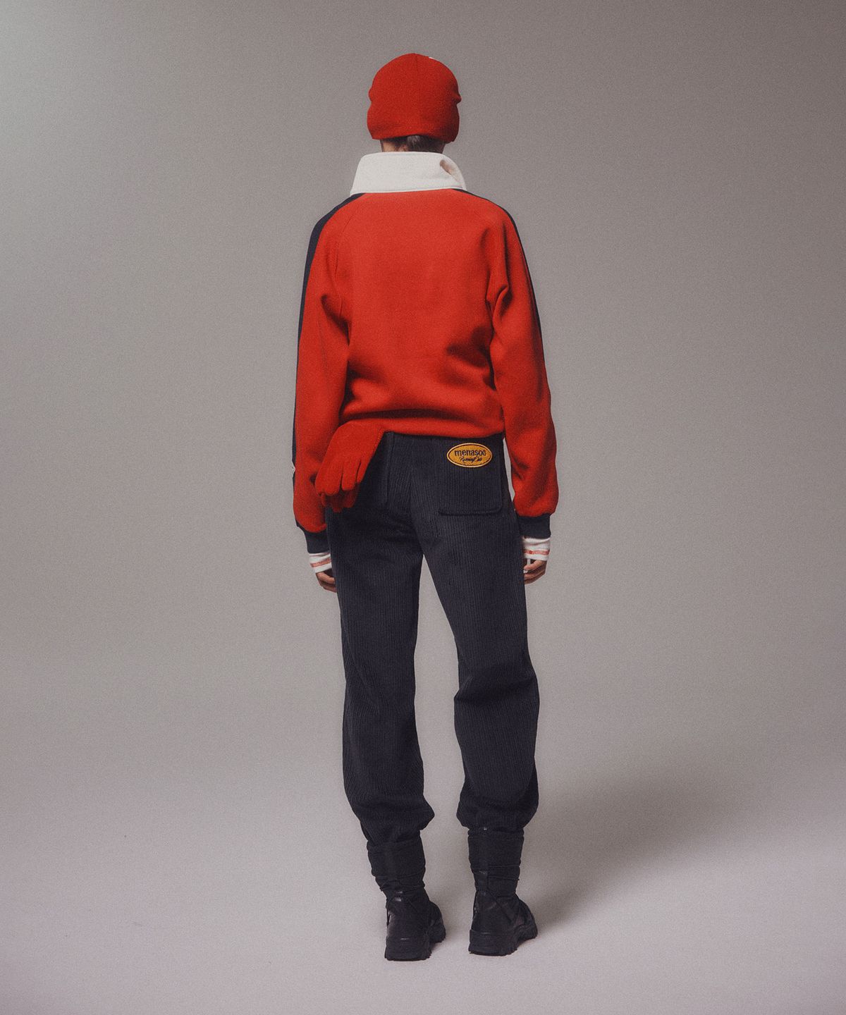 미나수(MENASOO) Color Combination Sweatshirt_Red_기모원단