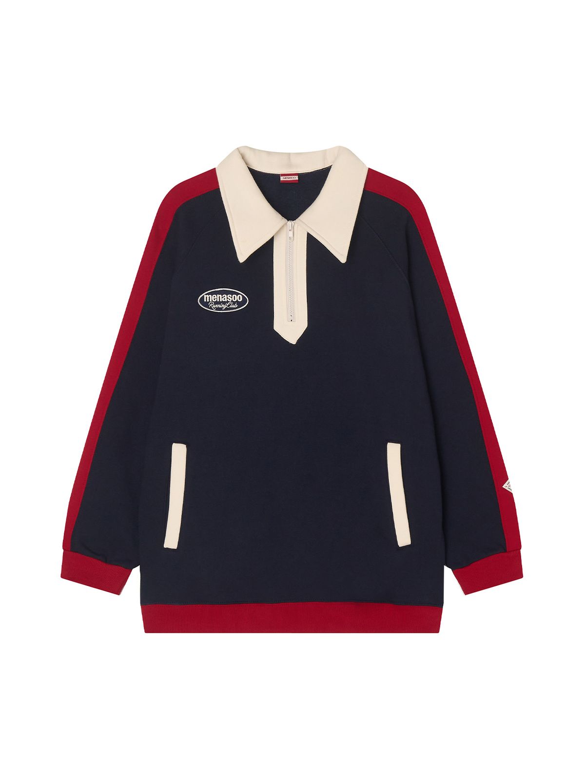 미나수(MENASOO) Color Combination Sweatshirt_Navy_기모원단