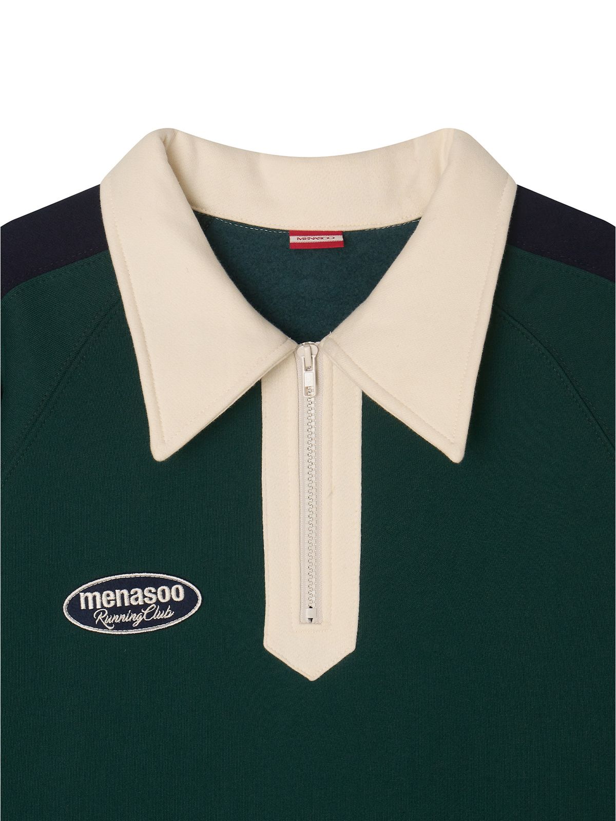 미나수(MENASOO) Color Combination Sweatshirt_Green_기모원단