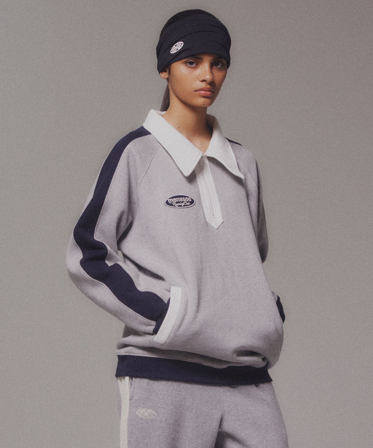 미나수(MENASOO) Color Combination Sweatshirt_Gray_기모원단