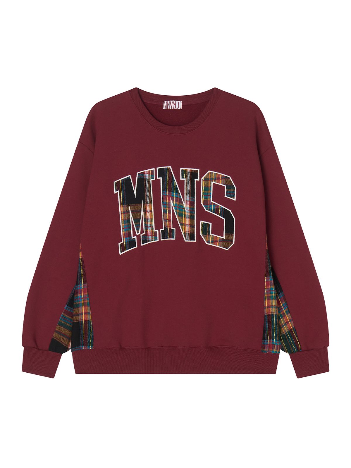 미나수(MENASOO) Check Combination Sweatshirt_Red_기모원단