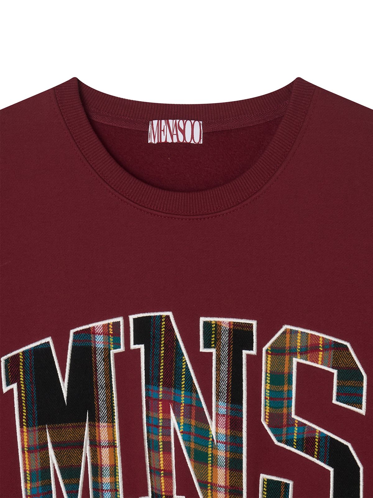 미나수(MENASOO) Check Combination Sweatshirt_Red_기모원단