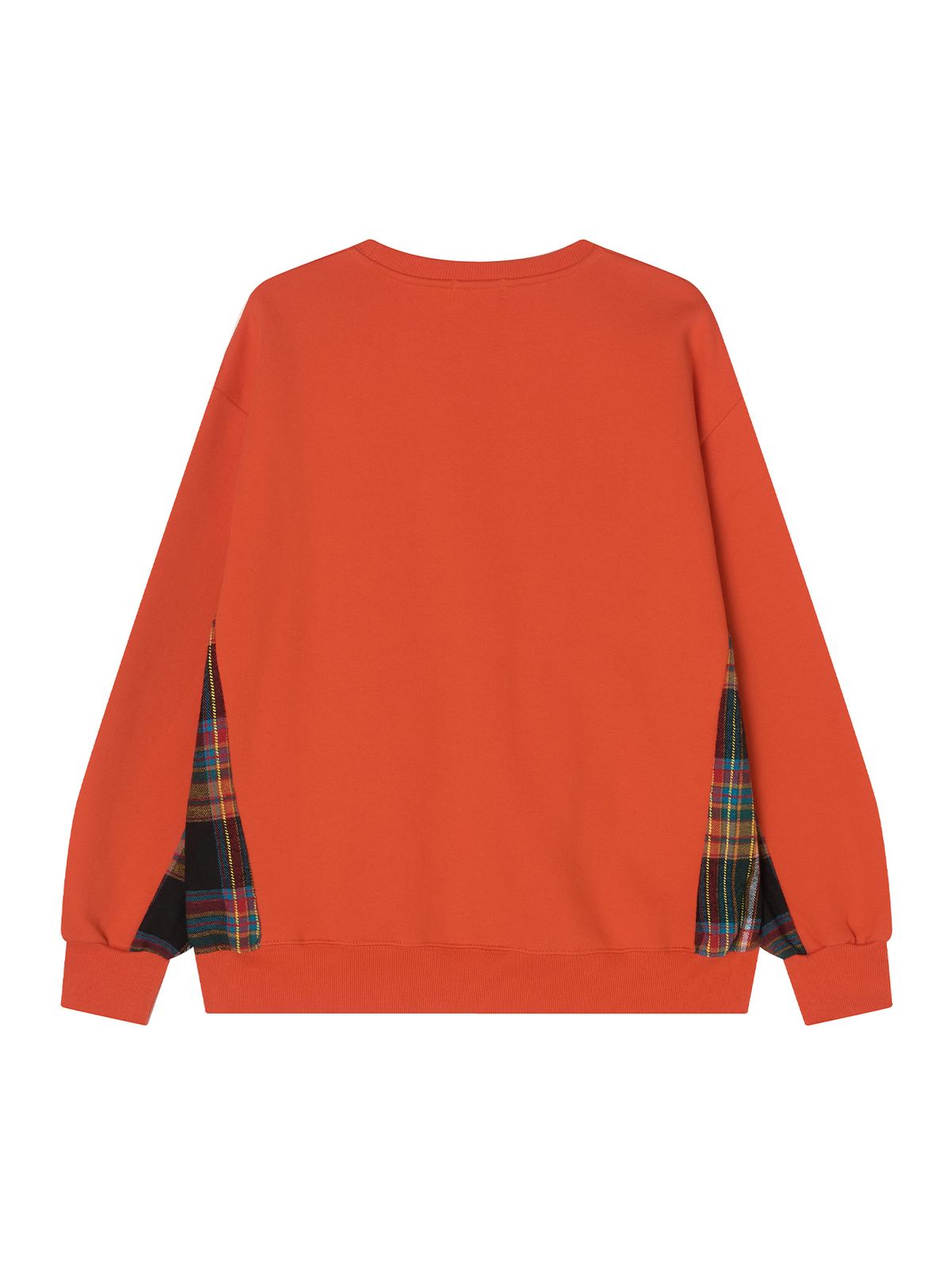 미나수(MENASOO) Check Combination Sweatshirt_Orange_기모원단