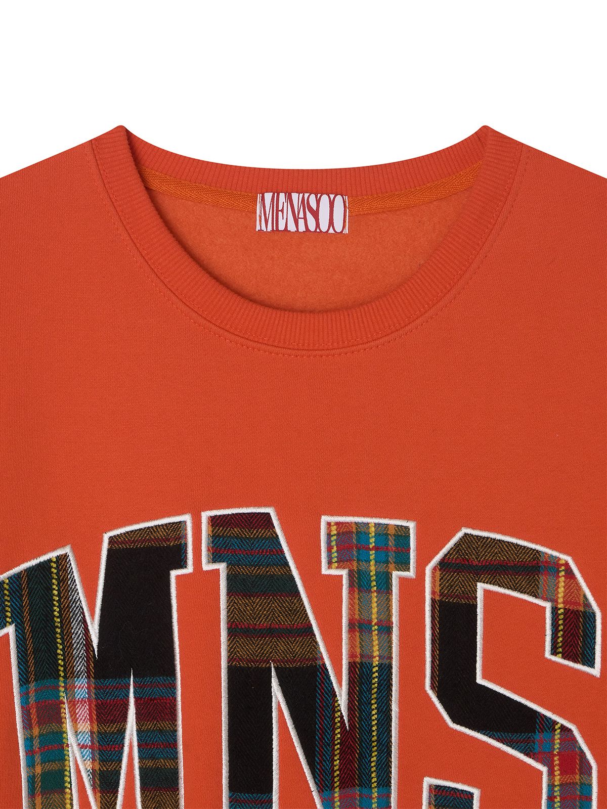 미나수(MENASOO) Check Combination Sweatshirt_Orange_기모원단