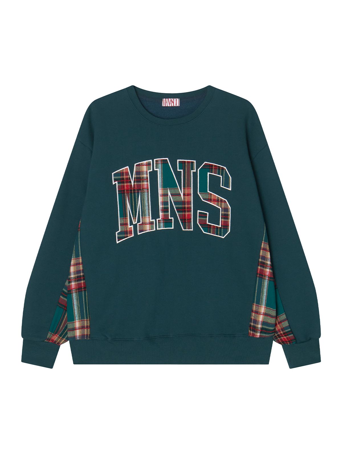 미나수(MENASOO) Check Combination Sweatshirt_Green_기모원단