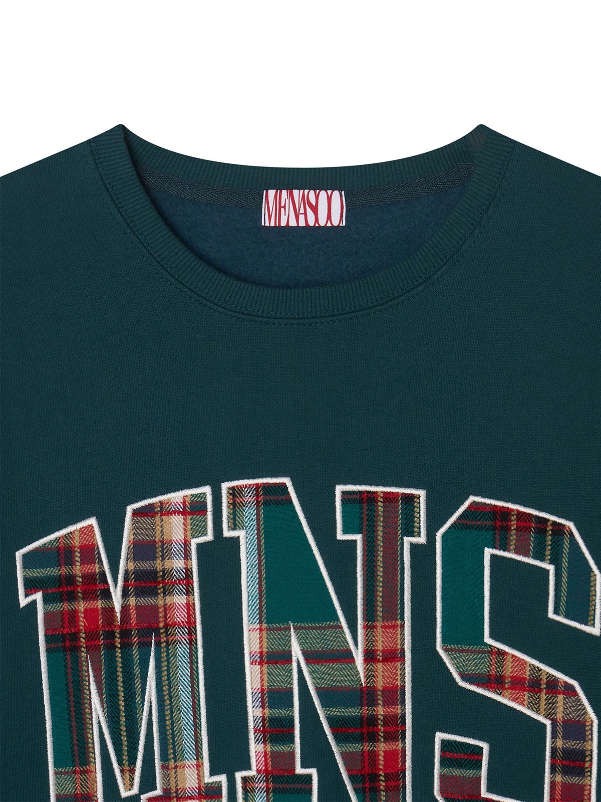 미나수(MENASOO) Check Combination Sweatshirt_Green_기모원단