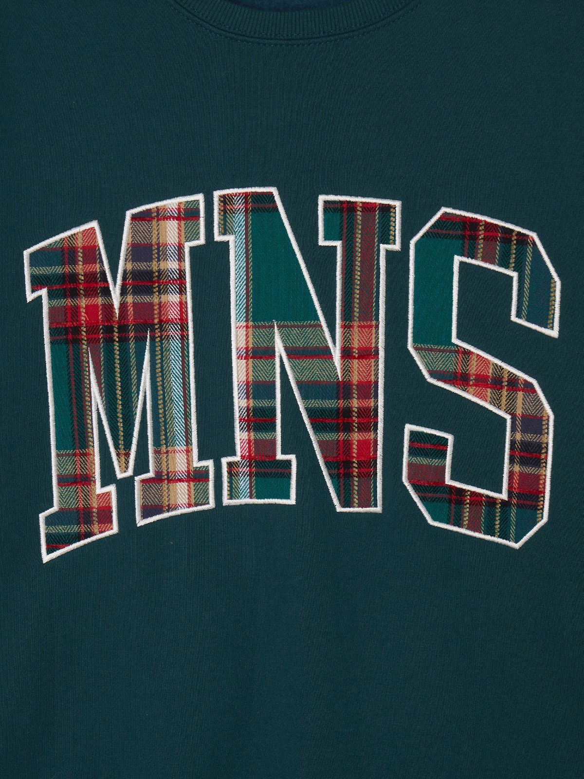미나수(MENASOO) Check Combination Sweatshirt_Green_기모원단