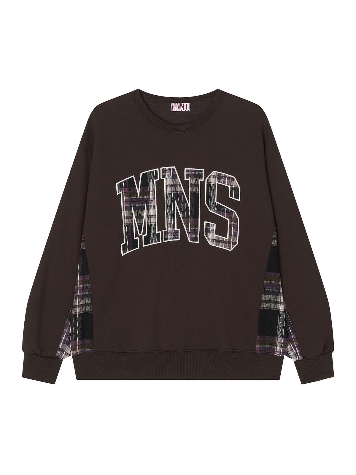 미나수(MENASOO) Check Combination Sweatshirt_Brown_기모원단