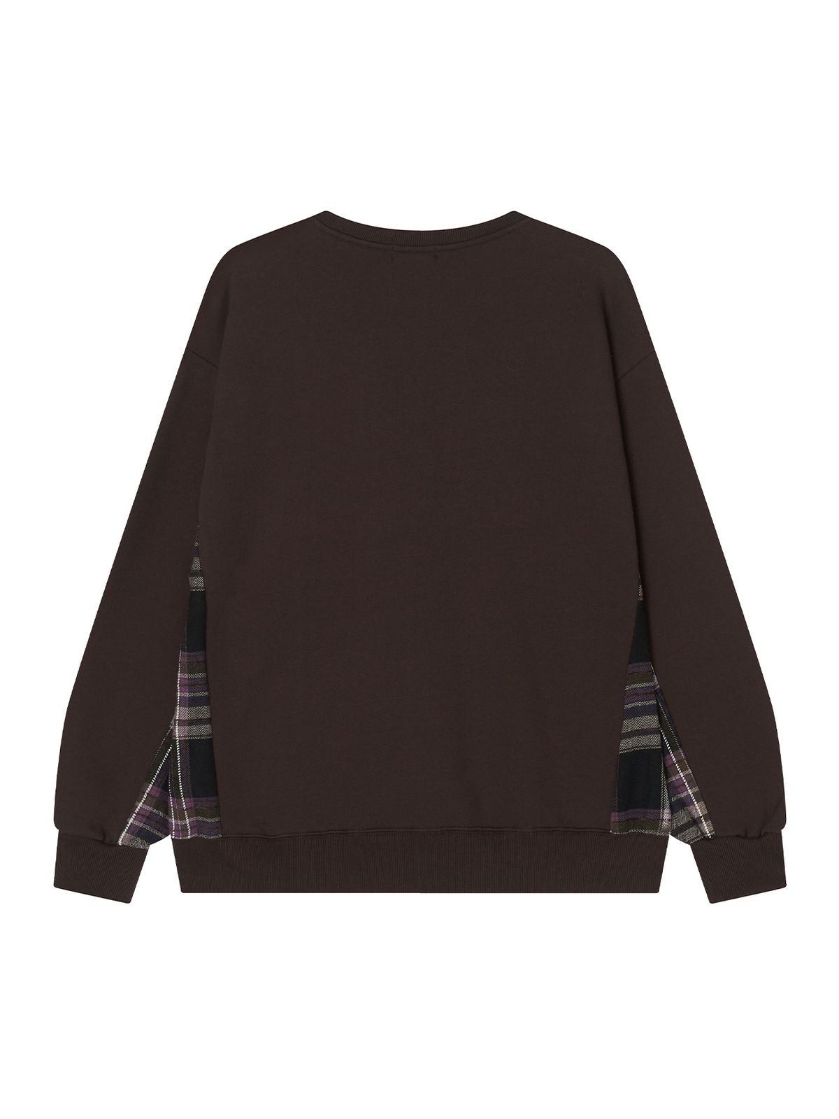 미나수(MENASOO) Check Combination Sweatshirt_Brown_기모원단