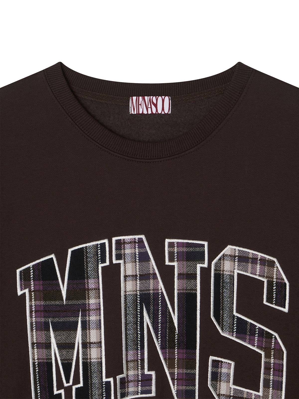 미나수(MENASOO) Check Combination Sweatshirt_Brown_기모원단
