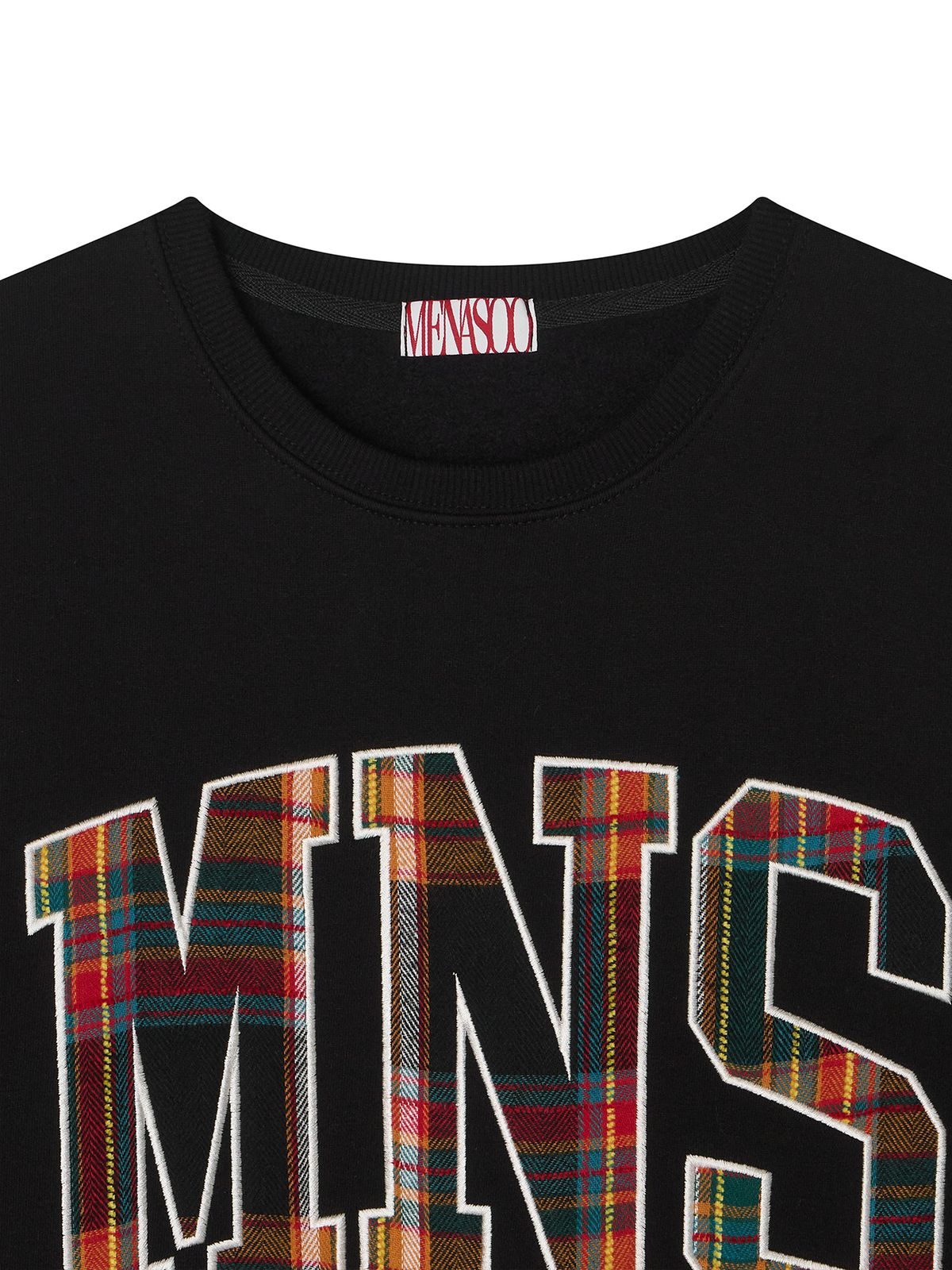 미나수(MENASOO) Check Combination Sweatshirt_Black_기모원단