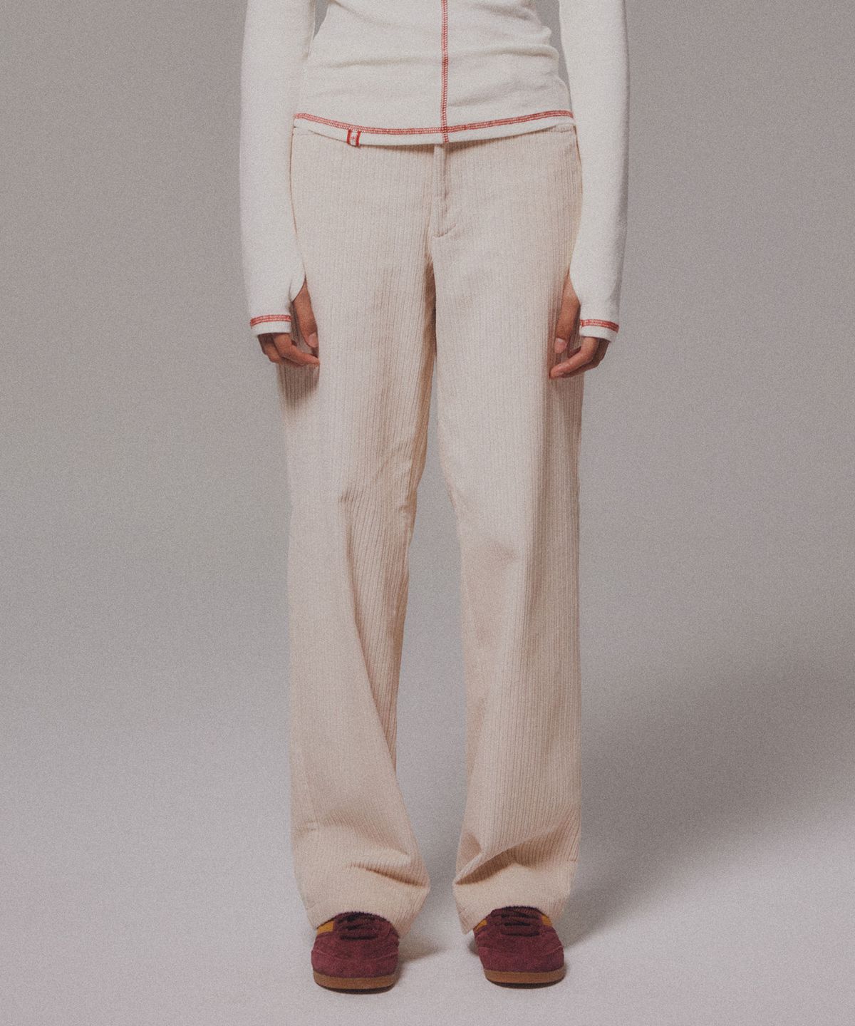 미나수(MENASOO) Corduroy Straight Pants_Cream