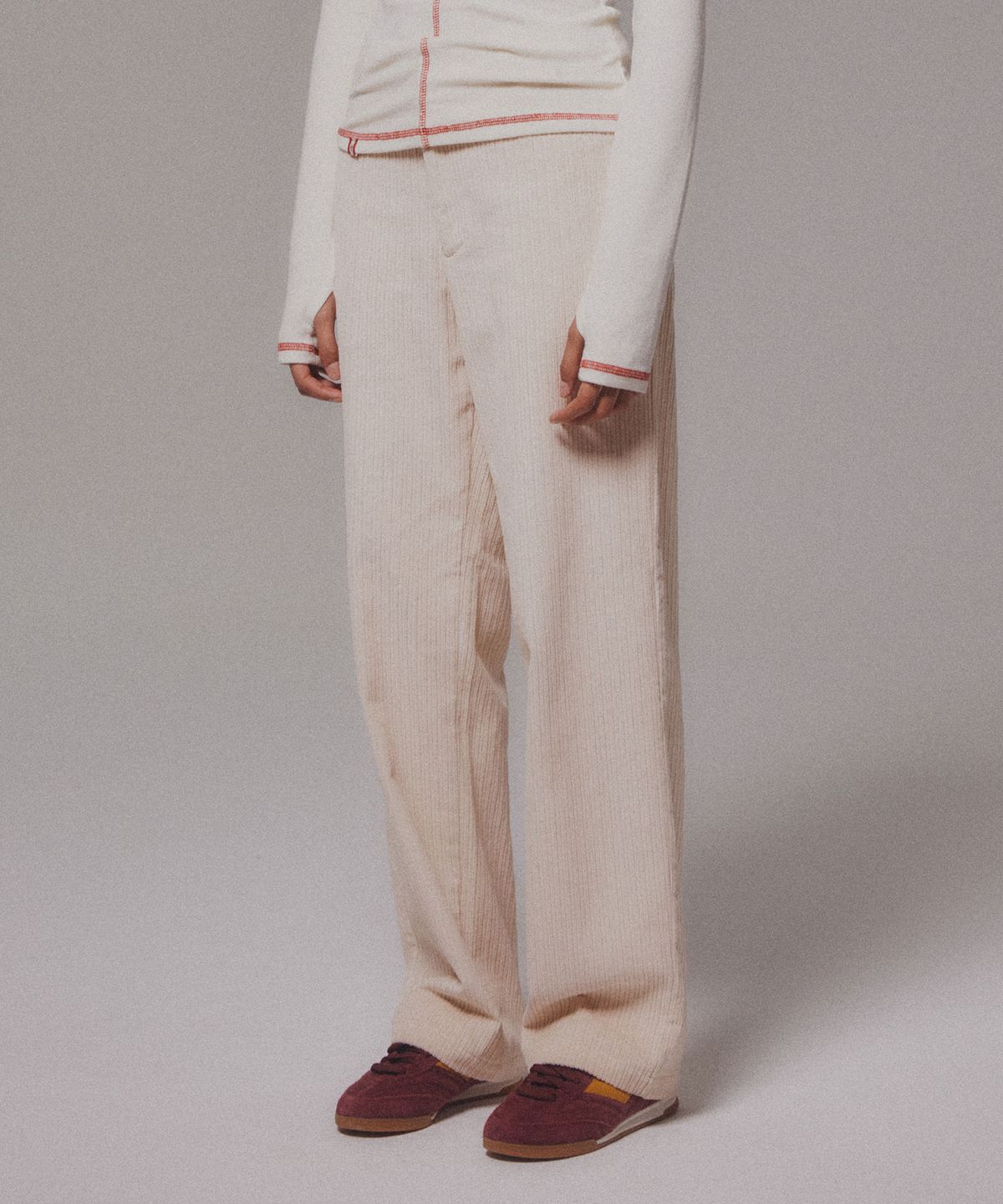미나수(MENASOO) Corduroy Straight Pants_Cream