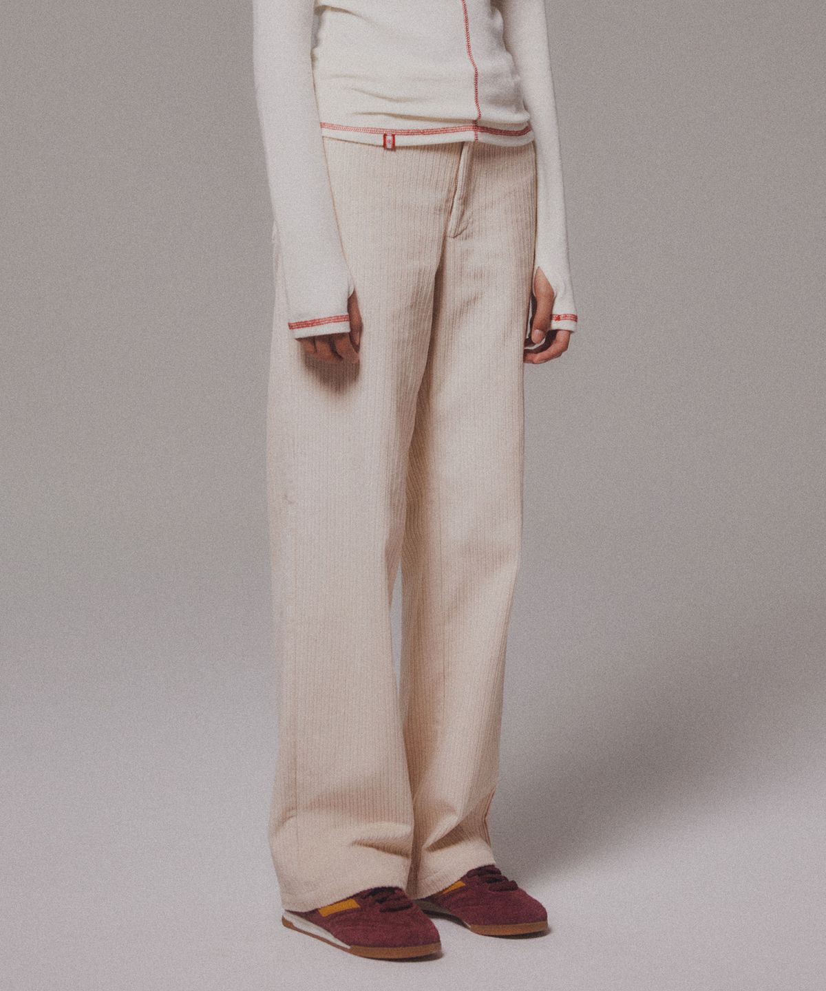 미나수(MENASOO) Corduroy Straight Pants_Cream