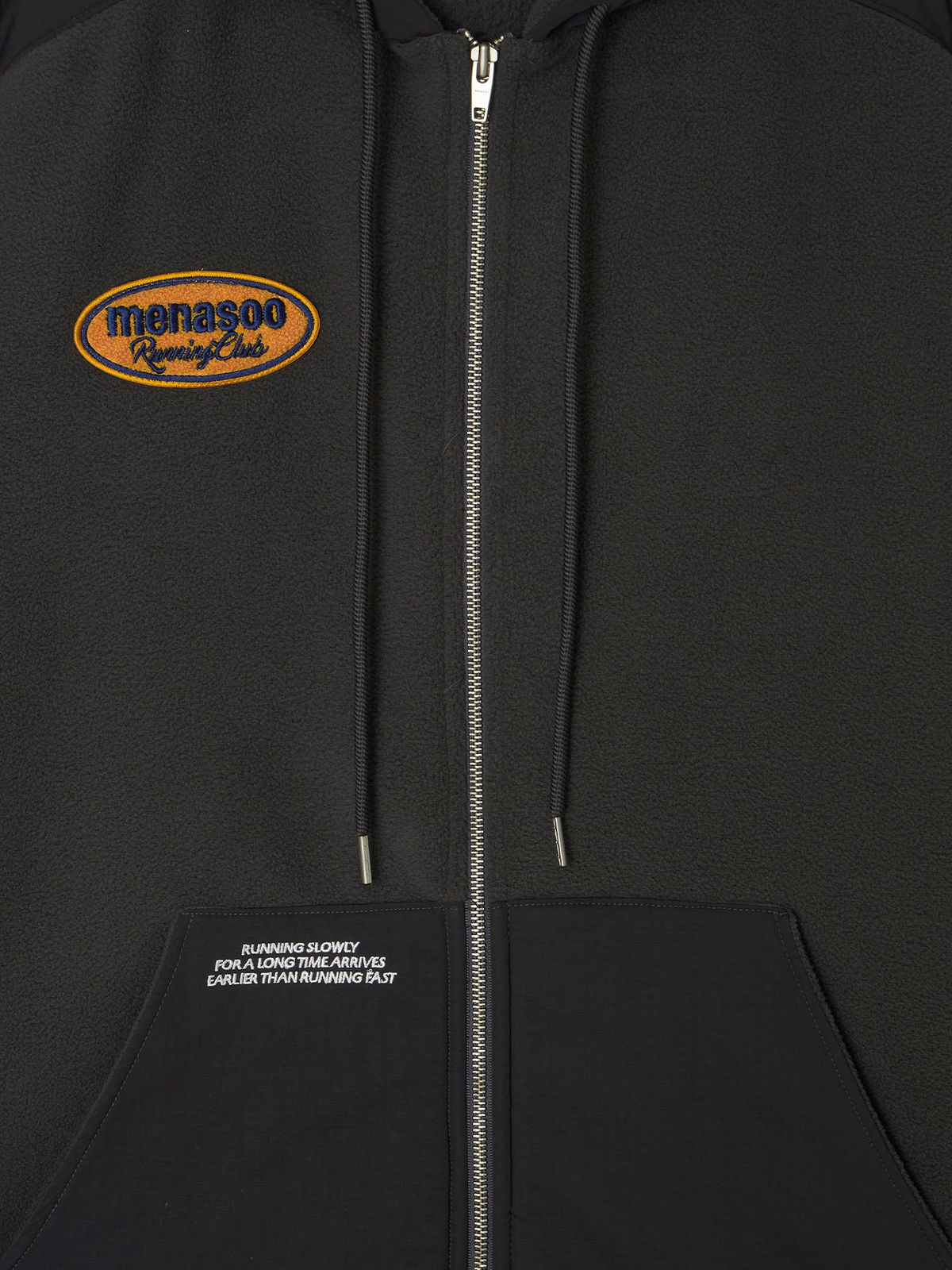 미나수(MENASOO) Fleece Hood Jacket_Charcoal